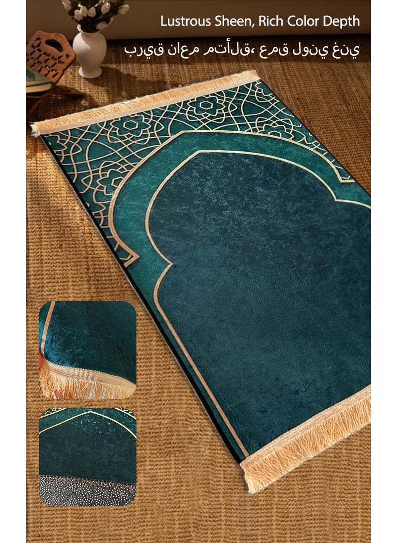 سن آلتری سجادة صلاة، 70×100 سم، كبيرة الحجم، سهلة الحمل، سميكة، بقاعدة مانعة للانزلاق، قابلة للطي، سجادة صلاة إسلامية متعددة الألوان، سجادة صلاة بشرابات، سجادات صلاة لرمضان والعيد - Image 4